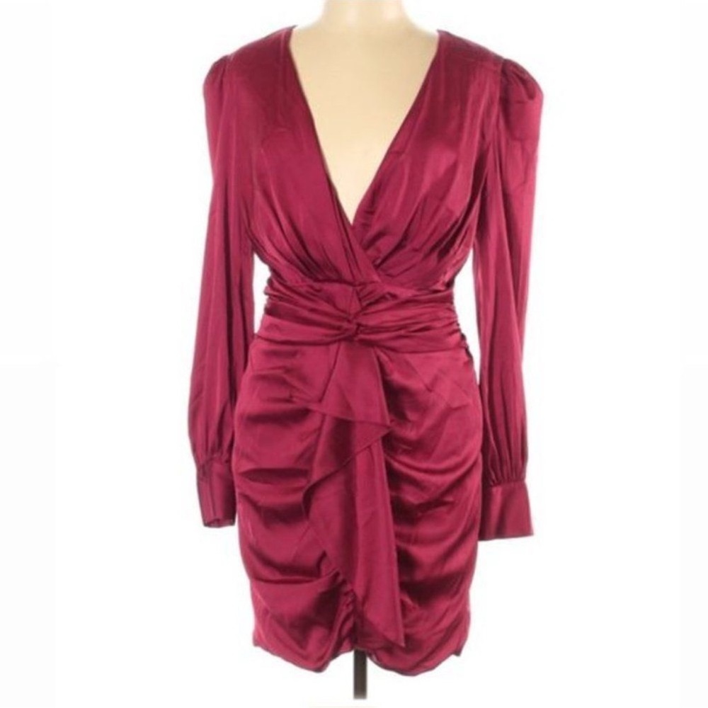 Patbo satin magenta red dress size 4